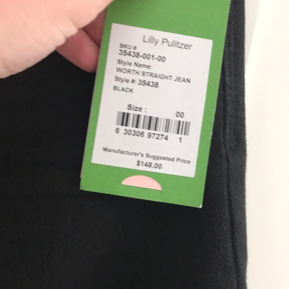 NWT Lilly Pulitzer Black Worth  Straight Jean - Picture 2 of 5